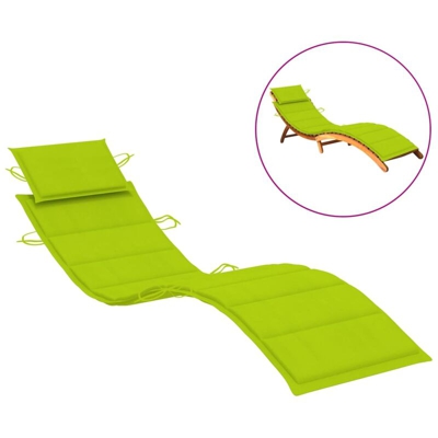 Cuscino per Lettino Prendisole Verde Brillante 186x58x4 cm