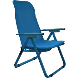 Sdraio da giardino in metallo con poggiapiedi tessuto in Textilene Azzurra telaio 30x20 en oferta