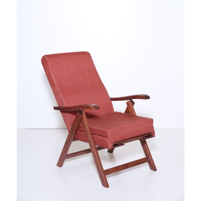 Poltrona ELITE LOS ANGELES in faggio reclinabile 4 posizioni in tessuto con prolunga poggiapiedi ARANCIO