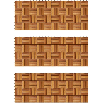 Listelli per Pavimento 30 x 30 cm in Legno di Acacia 30 pz - Marrone - Youthup