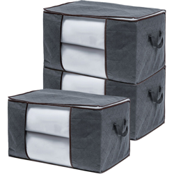 Organizer per borse portabiancheria pieghevole grande 3PCS con maniglie, cerniera e design trasparente della finestra visiva,Tipo Orizzontale grigio características