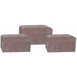 Poggiapiedi Rosa Poliestere Legno MDF (3 pcs) - Dkd Home Decor en oferta