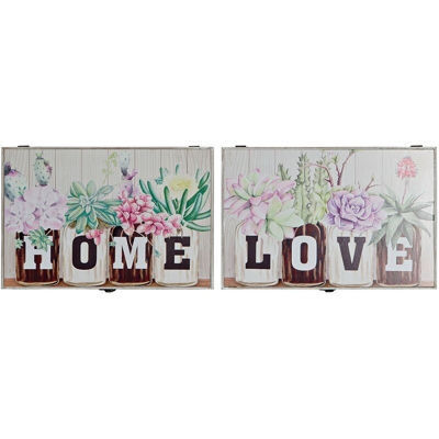 Armadietto portachiavi Fiori Legno MDF (2 pcs) (46 x 6 x 32 cm) - Dkd Home Decor