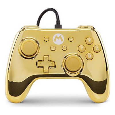 Controller Powera Special Edition Super Mario Cablato Cromo Oro Nintendo Switch