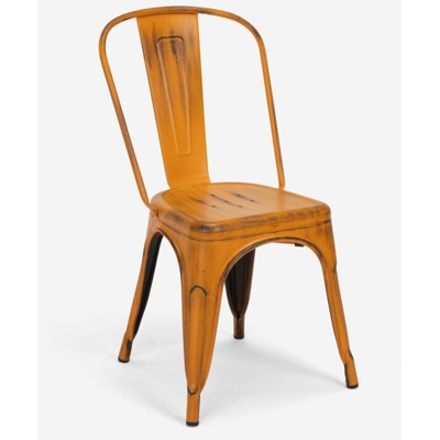 Sedie design industriale metallo vintage shabby chic stile Tolix Steel Old | Arancione