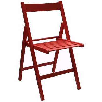 Sedia pieghevole in legno colorata ROSSA 1 pezzo