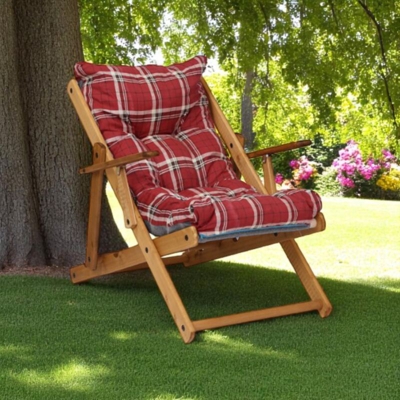 Poltrona Sdraio RELAX reclinabile 3 posizioni in legno pieghevole ROSSO LUK