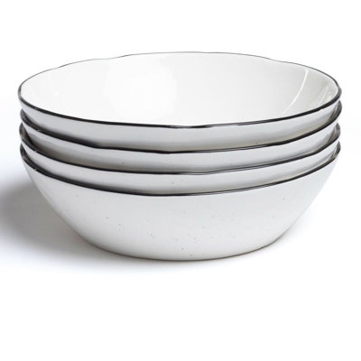 Pack di 4 Piatti Fondi Tellah Bianco Ceramica - Sklum