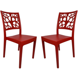 Sedia impilabile in polipropilene per interni ed esterni TETI rosso Set 2 en oferta