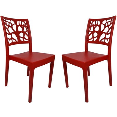 Sedia impilabile in polipropilene per interni ed esterni TETI rosso Set 2