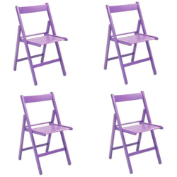 Sedia pieghevole salvaspazio in legno lusso colorata VIOLA SET DA 4 en oferta