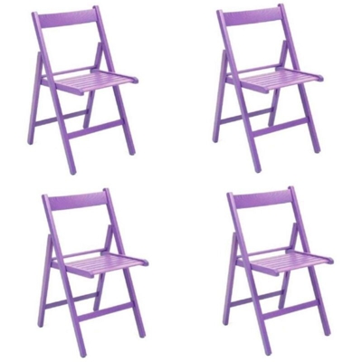 Sedia pieghevole salvaspazio in legno lusso colorata VIOLA SET DA 4