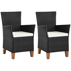 Sedie da Esterno con Cuscini in Polyrattan Nero características