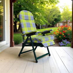 Sedia sdraio KETTYC in metallo con prolunga e cuscino imbottito FANTASIA VERDE/GRIGIO características