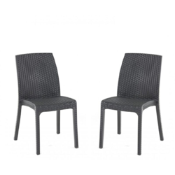 Sedia VIRGINIA in simil rattan set 2 pezzi ANTRACITE en oferta
