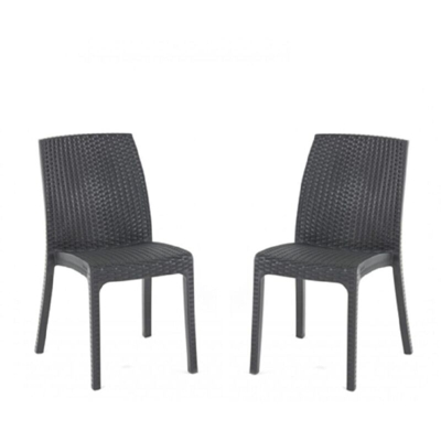 Sedia VIRGINIA in simil rattan set 2 pezzi ANTRACITE