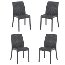 Sedia VIRGINIA in simil rattan set 4 pezzi ANTRACITE en oferta