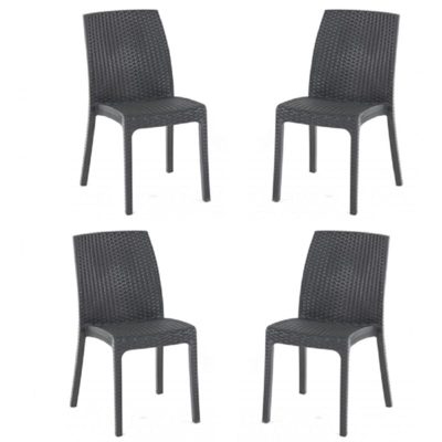 Sedia VIRGINIA in simil rattan set 4 pezzi ANTRACITE