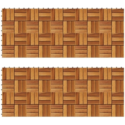 Set 20 Piastrelle in legno di acacia per pavimento 30 x 30 cm - Marrone