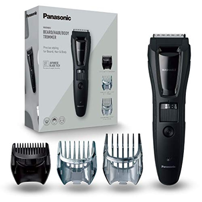 Panasonic ER-GB61-K503 – Rasoio per uomo, 3 in 1, ricaricabile, acciaio inox, batteria a lunga durata, 39 regolazioni, 3 accessori inclusi), nero/arge