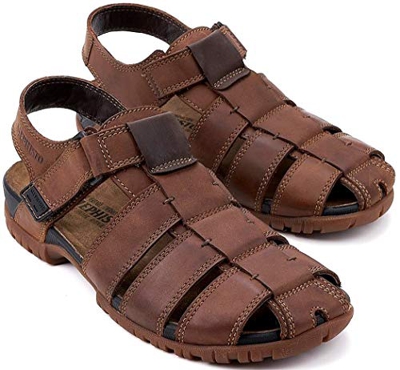 Mephisto Basile - Sandalo Uomo - Nubuk/Suede (Marrone, 43)