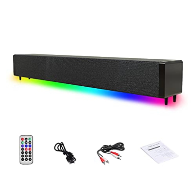 Soundbar da 17 Pollici con Telecomando, Bluetooth, RCA, USB, Connessione AUX, Mini Sistema Audio/Audio per Altoparlanti TV/Home Theater, Giochi, Proie