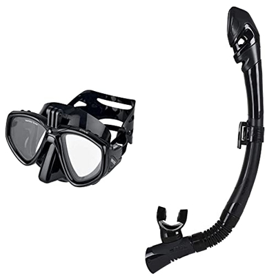 SEAC One PRO, Maschera da Sub con Supporto per Videocamera Gopro per Immersioni Subacquee E Snorkeling Unisex Adulto, Nero & Fast, Snorkel con Dry Top