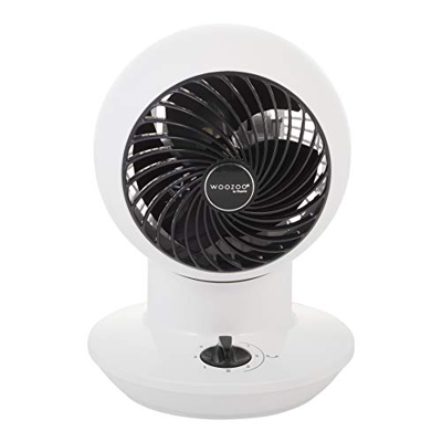 Iris Ohyama Woozoo PCF-SM12, Ventilatore da Tavolo, Silenzioso e Compatto, 18W, Oscillante, Eliche 3D Brevettate, 3 Velocità, Per Area 11M², Bianco