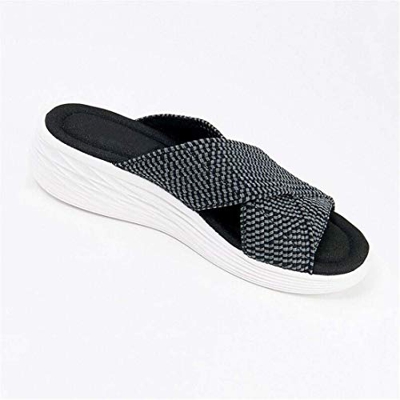 ZHiveA Product up-Gradation-Stretch Cross Orthotic Slide Sandals Unisex (7,Black)
