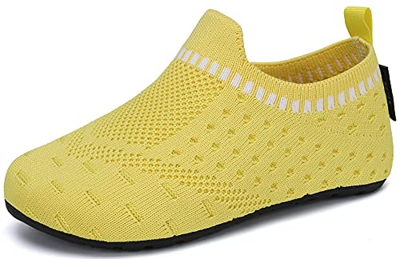 SAGUARO Pantofole per Bambini Calzini Pantofole da Casa Antiscivolo Scarpe a Maglia Morbido Ciabatte Esterno Interno per Ragazzi e Ragazze, Giallo, 28
