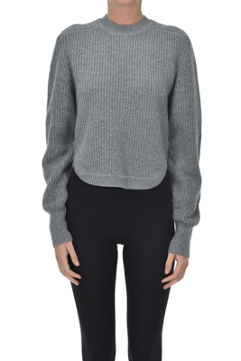 Cropped ribbed knit pullover
