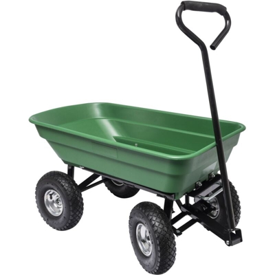 WerkaPro 10946 - Carrello per rimorchio da giardino, 52 litri, fino a 120 kg, montato su 4 ruote gonfiabili, 2 assali, 1 direzionale