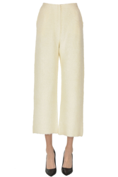 Cropped textured satin trousers precio