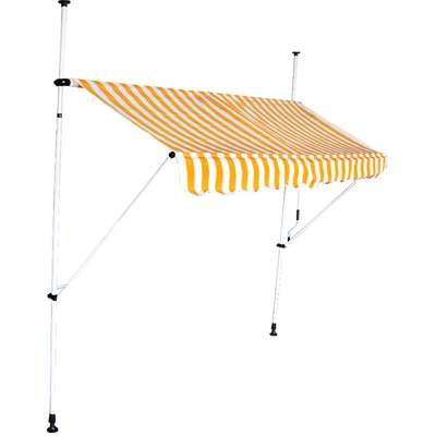 Tenda da sole a retrattile manuale per finestra, terrazza, balcone, giardino, giallo e bianco a strisce, larghezza: 250 cm
