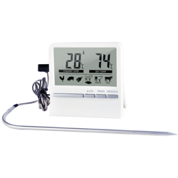 Termometri e timer per carne con display LCD Termometro Orologio Timer con sonda in acciaio inossidabile Lettura digitale istantanea Termometro per en oferta