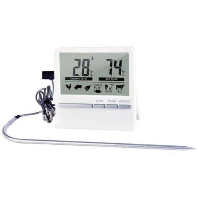 Termometri e timer per carne con display LCD Termometro Orologio Timer con sonda in acciaio inossidabile Lettura digitale istantanea Termometro per