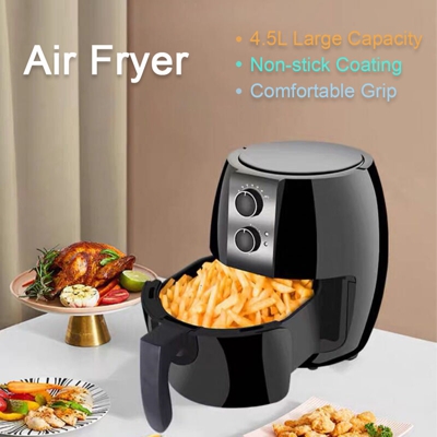 Friggitrice ad aria 4.5L / 4 quarti Forno Fornello senza olio Friggitrici ad aria calda Cestello antiaderente 1350W Controllo della temperatura