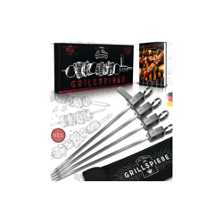 Le FlairÂ® Set di 4 spiedini per barbecue di alta qualitÃ in acciaio inox, spiedini con manichino, spiedini in metallo per carne e verdure, spiedini en oferta