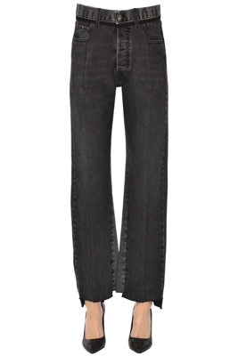 Two-tone straight leg jeans