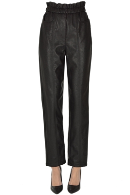 Grainy eco-leather trousers