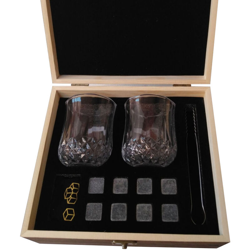Set di pietre da whisky Cubetti di ghiaccio Bourbon senza piombo Elegante kit per bere con scatola squisita per anniversario, compleanno, festa del características
