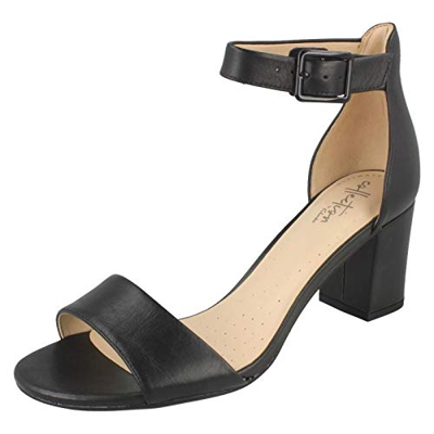 Clarks Deva Mae, Scarpe con Cinturino alla Caviglia Donna, Nero (Black Leather-), 37.5 EU
