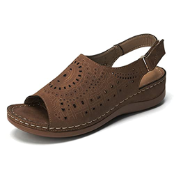 Sandali da Donna Ciabatte Donna Sandali Infradito Traspiranti con Punta Aperta con Zeppa di Paglia Plus Size Sandali Donna Zeppa estive Elegant Scarpe precio