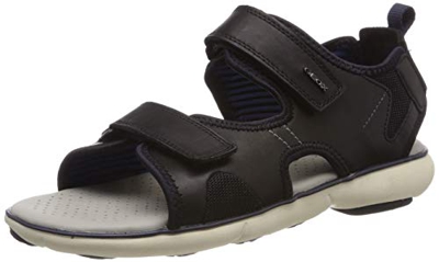 Geox U Nebula L B, Sandali Punta Aperta Uomo, (Black/Dk Royal C0242), 43 EU