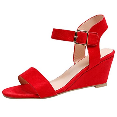 Sandali con Zeppa Donna, Sandali Moda con Punta Aperta, Comodi Sandali da Sera Casual con Cinturino alla Caviglia
