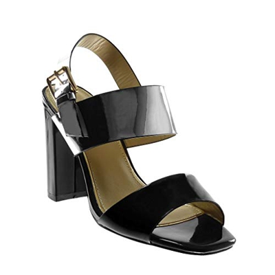 ANGKORLY - Scarpe Moda Sandali Decollete Cinturino alla Caviglia Donna Tanga Verniciato Lucide Tacco Blocco Alto 10.5 CM - Argento 63071X2 T 40
