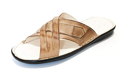 KS 022 - Ciabatte Sandali Aperte estive da Uomo - in Pelle - Beige 43