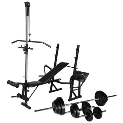 Panca Multifunzione Con Bilanciere E Set Di Manubri 30,5 Kg