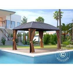 Gazebo San Jose con tende e zanzariera, 3x4m, Marrone características