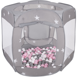 Recinto Esagono Pieghevole Tenda 120X100x85cm Con 200 Palline 6 Cm Per Bambini, Grigio:Bianco/Grigio/Rosa Chiaro - grigio:bianco/grigio/rosa chiaro características